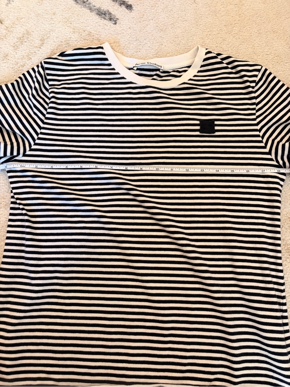 Acne Studios black and white striped logo 100% cotton short sleeve t shirt M - Picture 5 of 7